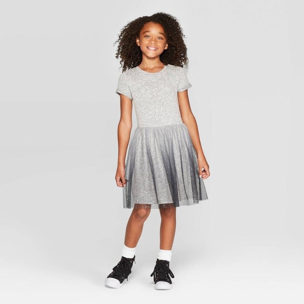 Cat & Jack Knit Gray Ombre Dress XS 4/5 and 10/12